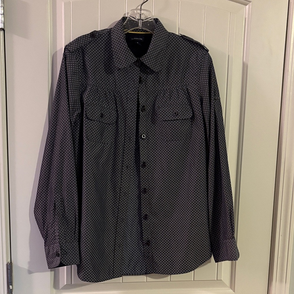 Lands’ End blue Microdot Button-Up Shirt